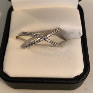Pave Diamond X Ring